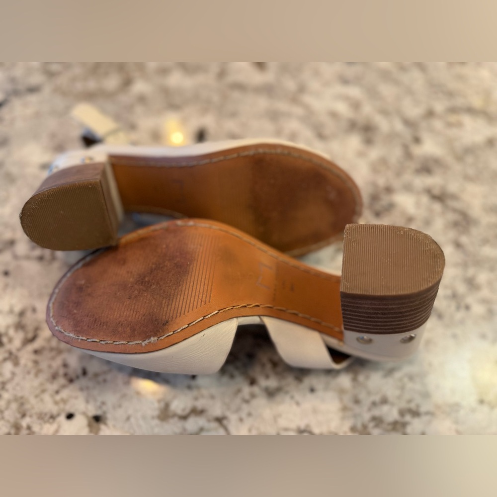 Marc Fisher Cream Heels with Stacked Block Heel - Picture 8 of 9